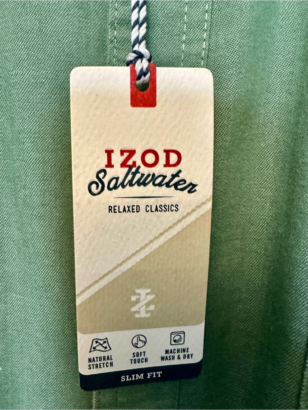 NWT! Izod Saltwater Slim Fit Shirt in Green - Picture 2 of 8